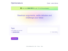 Opinionate IO:一款好用的智能AI辩论辅助工具,助力观点补强思辨练习与团队决策辅助