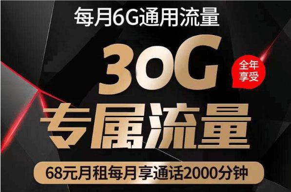 联通菜鸟小宝卡68元套餐介绍 含6G通用流量30G定向流量2000分钟通话
